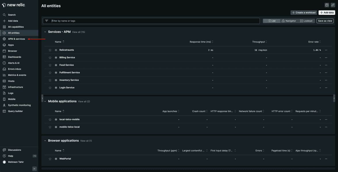 Arrow pointing to APM